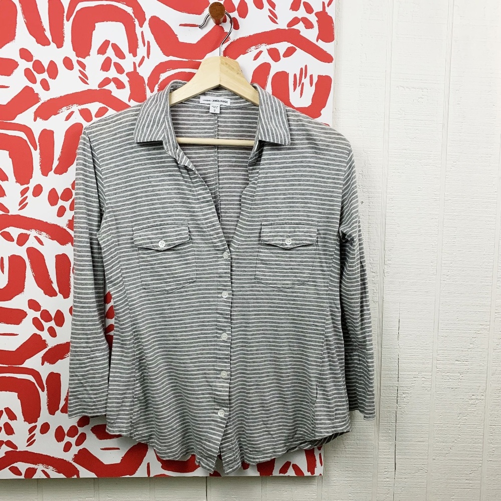 Standard James Perse Fitted Striped Button-Down